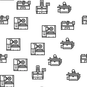 Metal Working Machine Vector Seamless Pattern Illustrazione stock