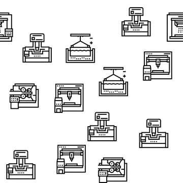 Metal Working Machine Vector Seamless Pattern Illustrazione stock
