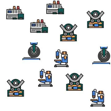 Metal Working Machine Vector Seamless Pattern Stock Illustration