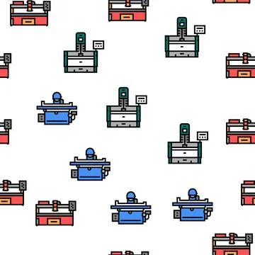 Metal Working Machine Vector Seamless Pattern Illustrazione stock