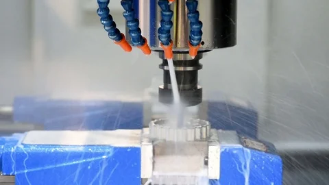 Metal working on milling machine tool Stock Footage 84117904