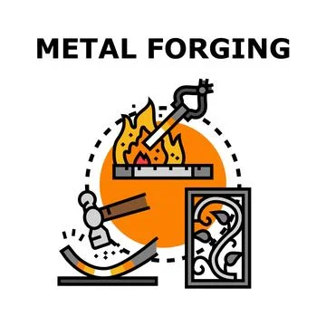 Metal working process for crafting artistic elements Stock Illustration