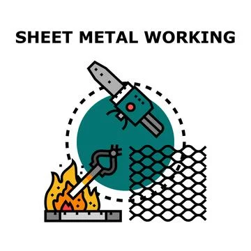 Metal working process with cutting and heating tools Stock Illustration