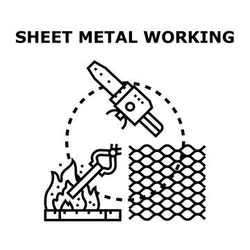 Metal working process with cutting and heating tools Stock Illustration
