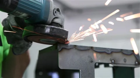 Metal working using a grinding wheel Stock Footage 55493284