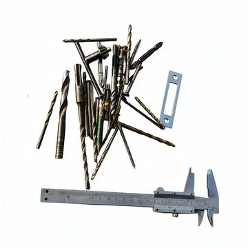 Metal Workshop Tools and Caliper on White background 스톡 사진
