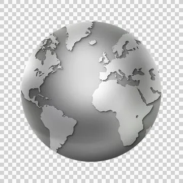 Metal world globe isolated on transparent background Stock Illustration