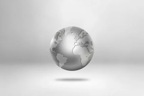 Metal world globe isolated on white background Stock Illustration