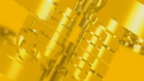 Metal yellow objects abstract Stock Footage 90880190