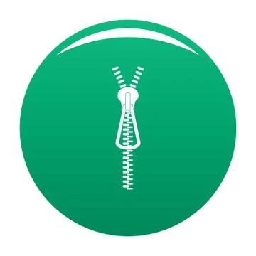 Metal zip icon vector green Stock Illustration