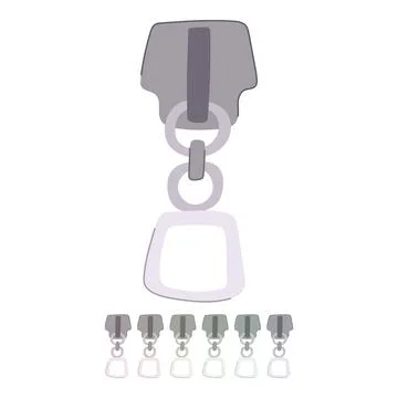 Metal zipper puller vector cartoon graphic Stock Illustration