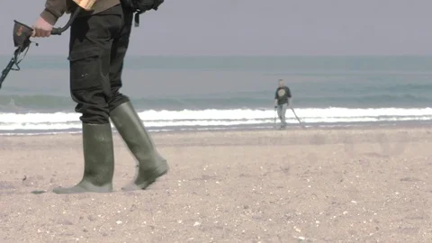 Metaldetector on the beach Video stock 74289644