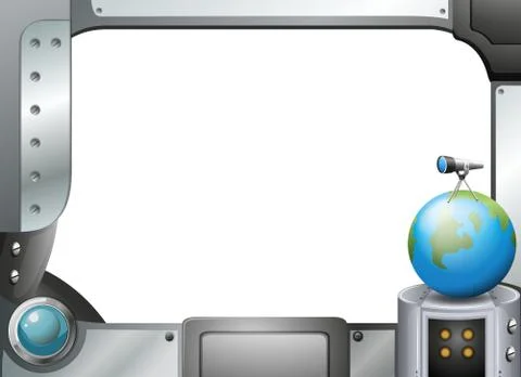 A metalframe border design with a planet Stock Illustration