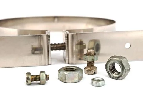 Metalic fitting with bolts Stock Photos