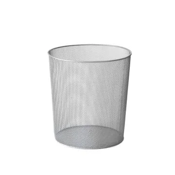 Metalic garbage bin on white square background Stock Photos