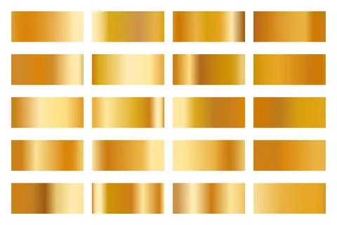 Metalic gradient collection with shiny gold hologram. Holographic foil texture Stock Illustration