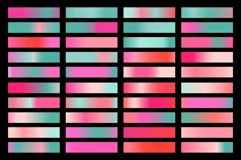 Metalic gradient collection with shiny rainbow hologram. Holographic foil Stock Illustration