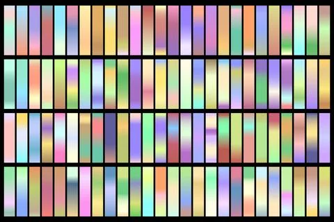 Metalic gradient collection with shiny rainbow hologram. Holographic foil Stock Illustration