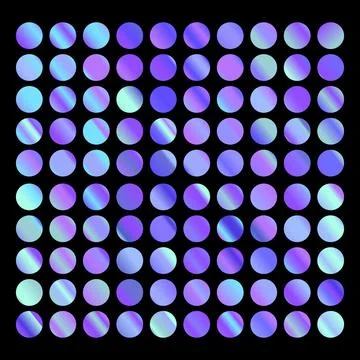 Metalic gradient collection with shiny rainbow hologram. Holographic foil Stock Illustration