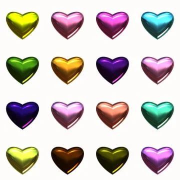 Metalic heart set Stock Illustration