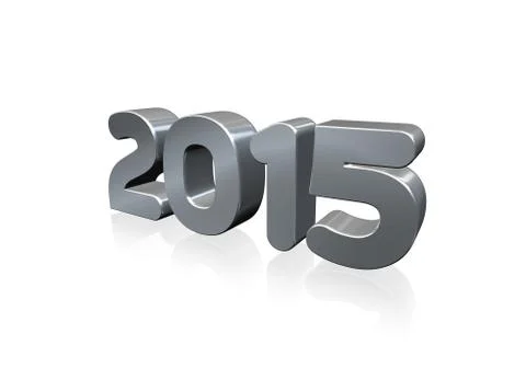 Metalic number 2015 in 3d on white background Stock Illustration