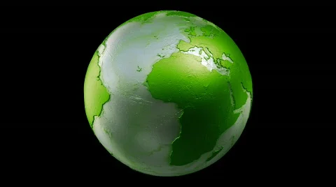 Metalic Planet Earth Spin Loop Green Stock Footage 611358
