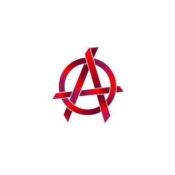 Metalic Red Anarchy Symbol, Sharp Shape Element, EPS 10 Vector Illustration Stock Illustration
