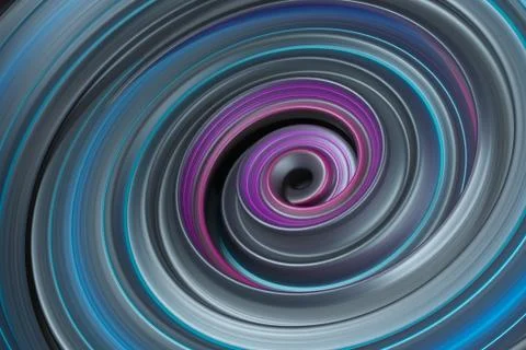 Metalic  reflective vortex. Twisted 3d rendering background. Stock Illustration