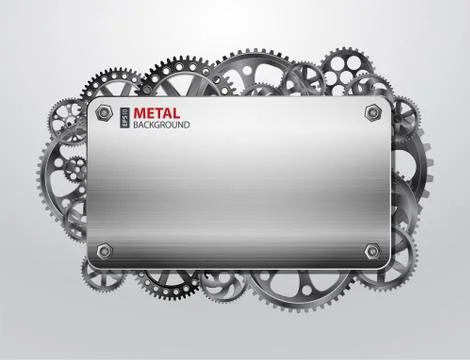 Metall background with gears Illustrazione stock