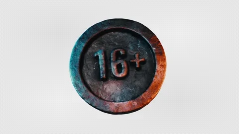 Metallic 16 Plus Age Restriction Badge With Alpha Channel Stock Footage 332329191