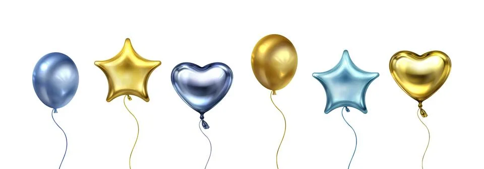 Metallic 3d balloon set Stock Illustration