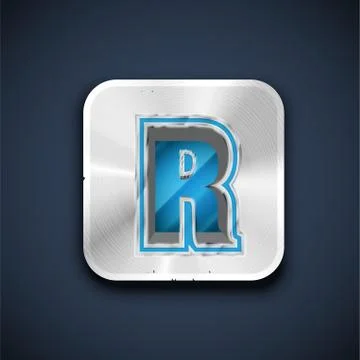 Metallic 3D character from a font set, vector illustration Stock Illustration