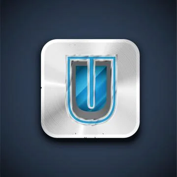Metallic 3D character from a font set, vector illustration Stock Illustration