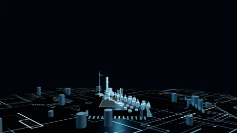 Metallic 3D chemistry set model slowly rotating on a glowing futuristic circuit Stock Footage 340049925