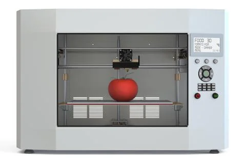 Metallic 3d printer with food Stock Illustration