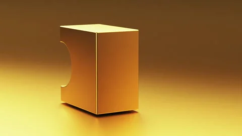 Metallic 3d rectangle shape. Techno metal glossy minimal background Stock Footage 274053697