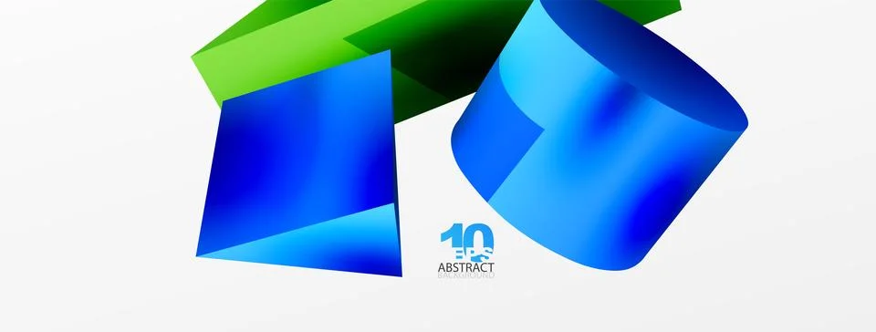 Metallic 3d shape vector geometric background. Trendy techno business template Stock Illustration