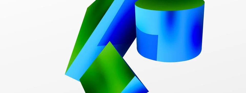 Metallic 3d shape vector geometric background. Trendy techno business template Stockillustratie