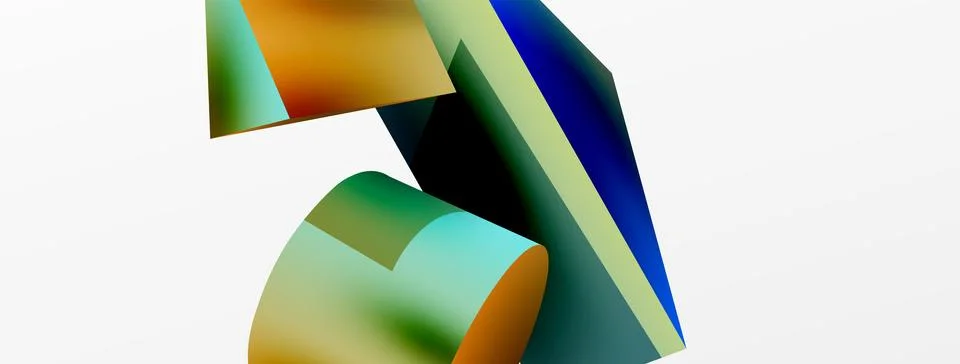 Metallic 3d shape vector geometric background. Trendy techno business template Stockillustratie