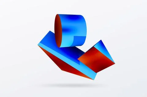 Metallic 3d shape vector geometric background. Trendy techno business template Stockillustratie