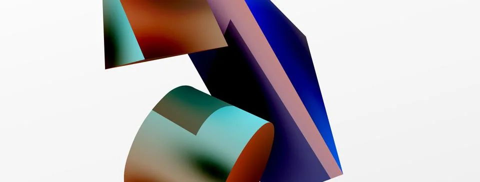 Metallic 3d shape vector geometric background. Trendy techno business template Stock Illustration