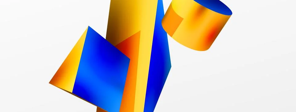 Metallic 3d shape vector geometric background. Trendy techno business template Stockillustratie