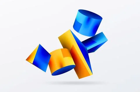 Metallic 3d shape vector geometric background. Trendy techno business template Stockillustratie