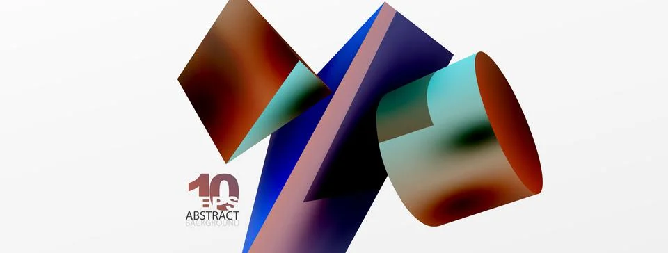 Metallic 3d shape vector geometric background. Trendy techno business template Illustrazione stock