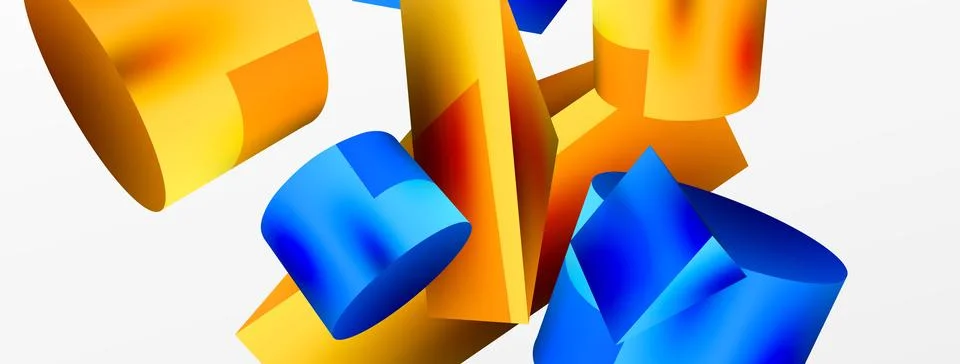 Metallic 3d shape vector geometric background. Trendy techno business template Stockillustratie