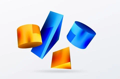 Metallic 3d shape vector geometric background. Trendy techno business template Stockillustratie