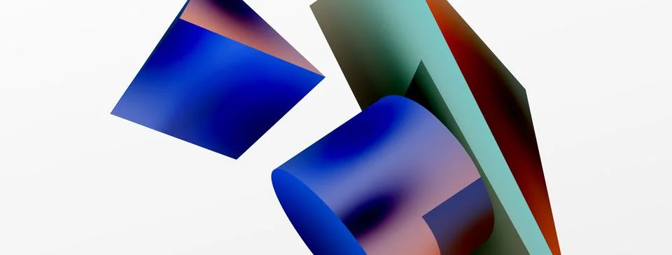 Metallic 3d shape vector geometric background. Trendy techno business template Stockillustratie