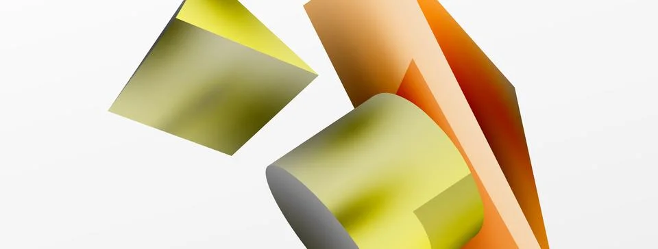 Metallic 3d shape vector geometric background. Trendy techno business template Stock Illustration