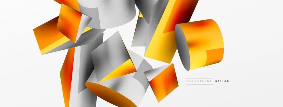 Metallic 3d shape vector geometric background. Trendy techno business template Stock Illustration