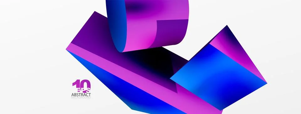 Metallic 3d shape vector geometric background. Trendy techno business template Stockillustratie